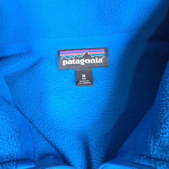Patagonia Sweater Mens M Reg Blue Fleece Quarter Zip Pullover Hiking Comfort - Picture 4 of 9
